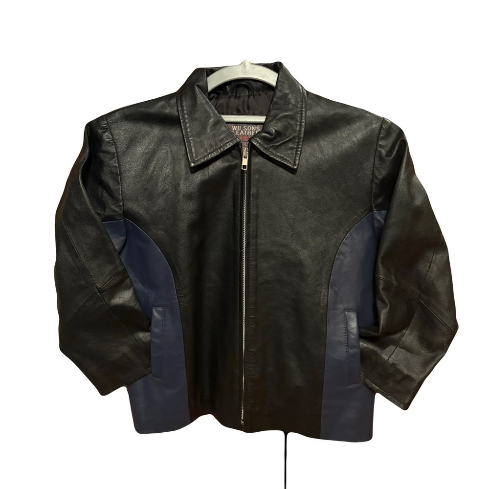 Wilsons Leather Black &Navy kids Jacket size large